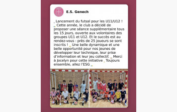 Nouveau, avec Jocelyn, du futsal pour les U11 et U12