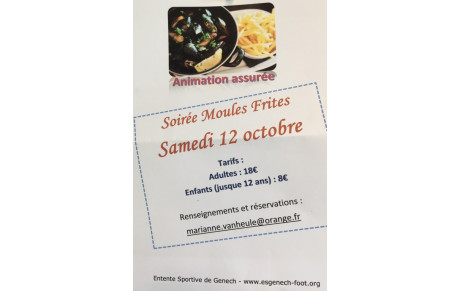  ESGenech  Changement : Date reportée au 16 Novembre 2019 pour les moules -frites  ....