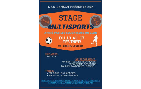 Stage Février 2023 du 13 au 17 février 