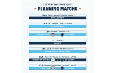 Programme du samedi 9 septembre
