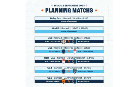 Planning du samedi 16 septembre