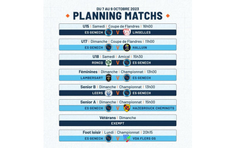 Plannings 7 et 8 octobre