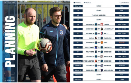 Planning des 21 et 22 Avril 2024