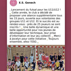 Nouveau, avec Jocelyn, du futsal pour les U11 et U12